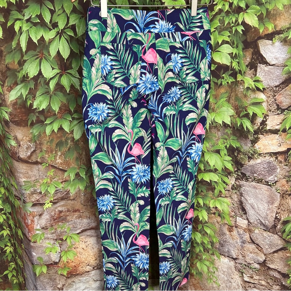 J. MCLAUGHLIN Stretch Tropical Leaf and Floral Print Pants, 2 - Picture 6 of 9